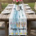 thumbnail image 4 of Summer Beach Table Runner 70 Inches, Happy Summer Slippers Coastal Blue Wooden Bed Runner Dresser Scarves Tabletop for Indoor Outdoor Parties/Ceremony/Banquet, 13" x 70", 4 of 9