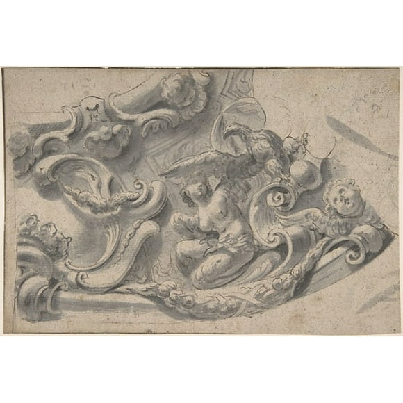 Design for a Decorative Cornice Poster Print by Anonymous, Italian, first half of the 18th century (18 x 24)
