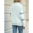 thumbnail image 2 of Women'S Casual Leopard Print Knitted Pullover Sweaters Long Sleeve Crew Neck Jumper Tops Blue XL, 2 of 7