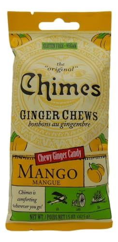 Gluten-Free Ginger Candy Chews, 3 Flavor 6 Bag Variety - (2) Each: Mango, Orange, Meyer Lemon (1.5 Ounces) + MerlinsMart Zine | Chimes
