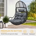 thumbnail image 5 of Dextrus Egg Swing Hammock Chair with Iron Chain, Cushion, Headrest for Porch, Garden, Lounge, Bedroom, Gray, 5 of 5