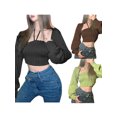 thumbnail image 4 of Musuos Women's 2 Pieces Fashion Halter Crop Tops Set, Sleeveless Solid Color Knit Camisole + Long Sleeve Bolero Shrug, 4 of 5