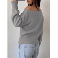 thumbnail image 3 of PRETTYGARDEN Womens Off The Shoulder Sweater Fall Fashion Soft Stretchy Knit Fabric, Batwing Long Sleeve Cinched Waist Cropped Sweaters, Date Night Outfit, Asymmetrical Going Out Tops, 3 of 8