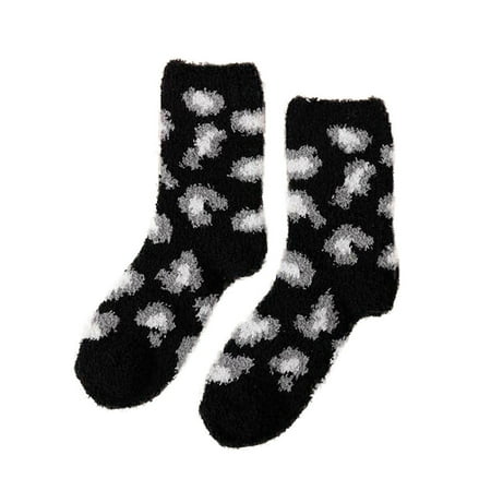 

Fsqjgq Patterned Fishnet Tights Women Autumn and Winter Casual Warm Thick Leopard Print Coral Fleece Home Floor Stockings Womens Thigh High Nylons Coral Fleece A