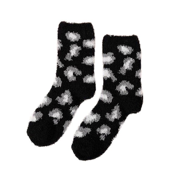 FhsagQ Socks Women Socks Fishnet Stockings Women Autumn and Winter Casual Warm Thick Leopard Print Coral Home Floor Stockings Women Socks Socks Set Womens Socks Crotchless Set White One Size
