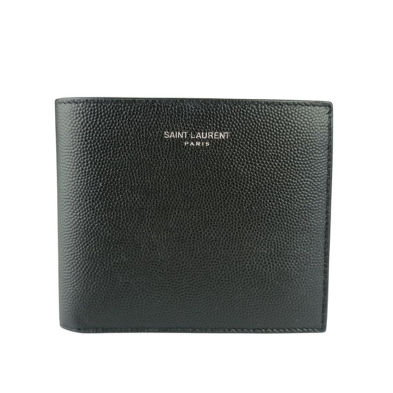 Pre-Owned SAINT LAURENT Bi-fold Wallet 396307 Black Leather Men's Wallet/Coin Case
