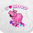thumbnail image 4 of Inktastic I Love Hippos with Pink Hippo and Flowers Boys or Girls Baby Bib, 4 of 4