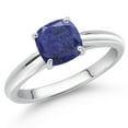 thumbnail image 2 of Gem Stone King 10K White Gold Blue Lapis Solitaire Engagement Ring for Women (1.00 Cttw, Gemstone, Cushion 6MM), 2 of 4
