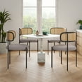 thumbnail image 6 of Farini Upholstered Dining Chair Set of 2, Rattan Backrest Kitchen Chair, Light Grey, 6 of 8