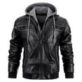 thumbnail image 7 of Tiweut PU Leather Jackets for Mens Mens Fall and Winter Long Sleeve Hooded Outdoor Style Coat Tops Black,L, 7 of 7
