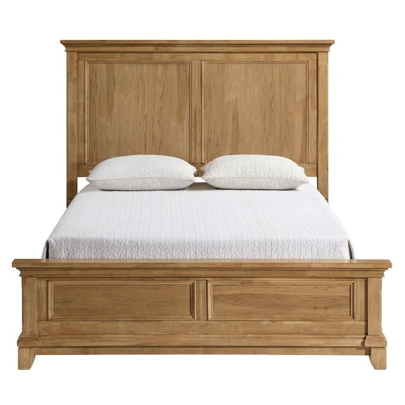 FurniFact Honey Brown Farmhouse Queen Bed Frame, Rustic Wooden Bedframe with Headboard