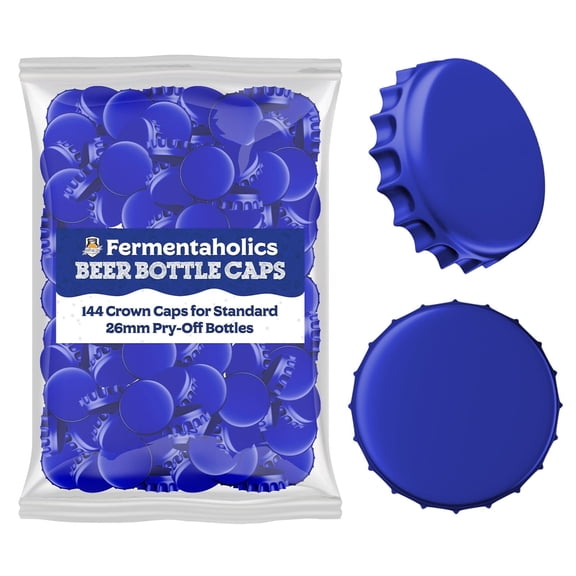 Blue Bottle Caps - Oxygen Absorbing - Standard Size - 26 mm - Pry-Off Crown Beer Cap