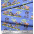 thumbnail image 3 of Soimoi Japan Crepe Satin Fabric Tree,Deer & Racoon Cartoon Printed Fabric 1 Yard 42 Inch Wide, 3 of 3
