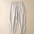 thumbnail image 4 of Besolor Capris Courts en Coton et Lin avec Dentelle pour Femmes, Gris, 4 of 7