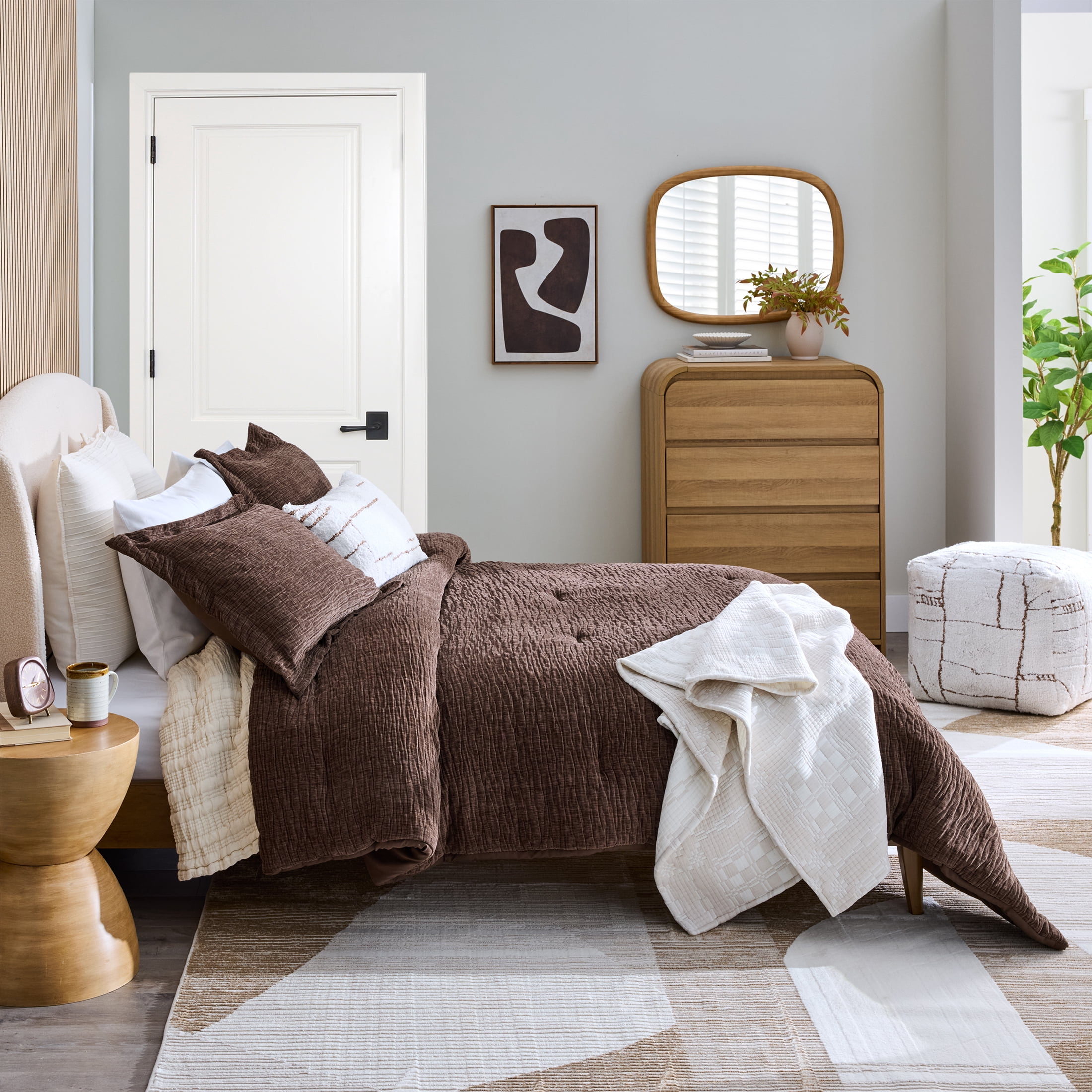 Better Homes & Gardens 3-Piece Brown Basket Rippled Chenille Comforter Set, King