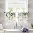 thumbnail image 3 of Sage Green Eucalyptus Semi Sheer Curtains 54 Inch Length 2 Panels Set, Country Leaf Plants Retro Beige Sheer Kitchen Curtain Privacy Voile Window Curtain for Living Room Bedroom Rod Pocket Drapes, 3 of 7