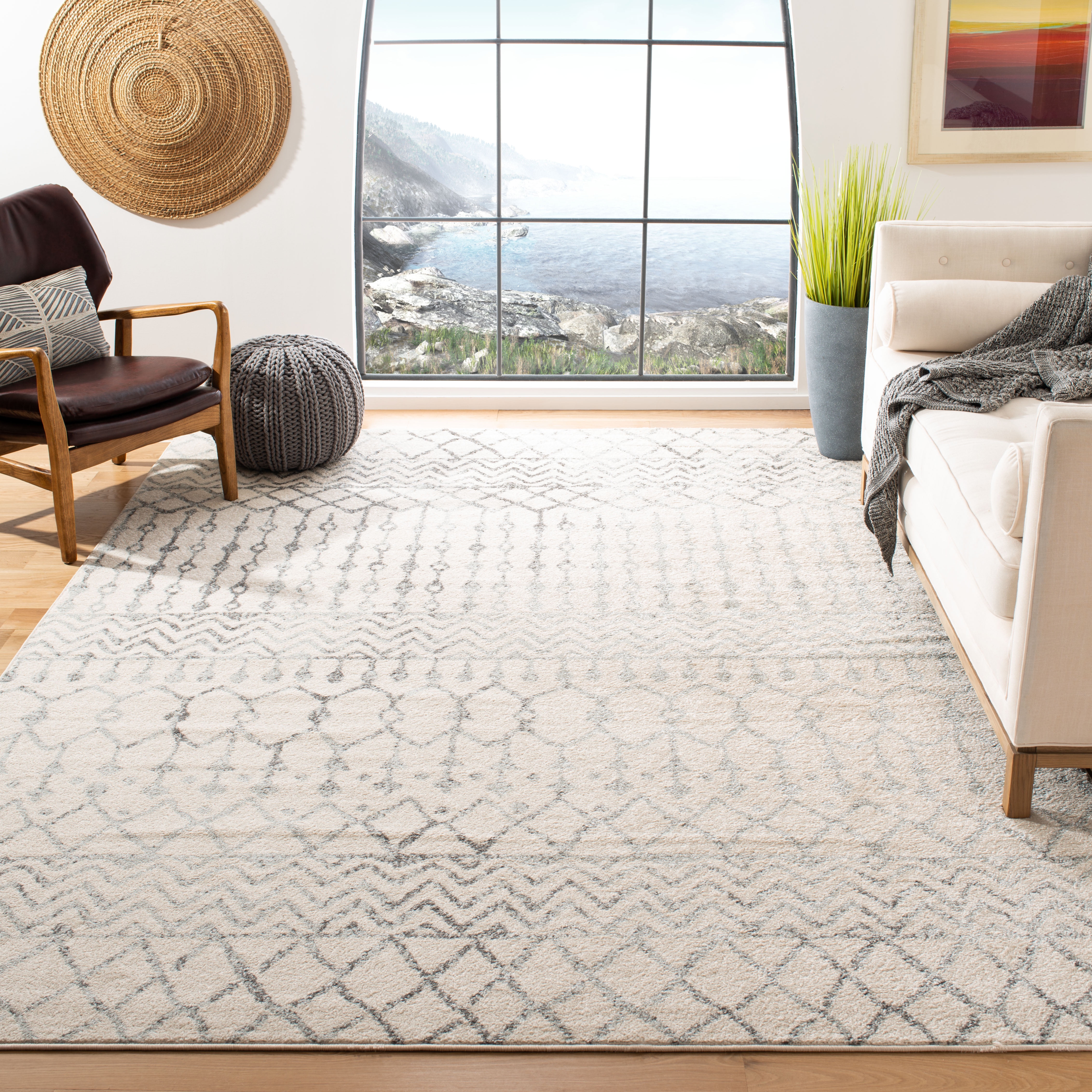 SAFAVIEH Tulum Glen Oriental Area Rug, Ivory/Grey, 8' x 10'