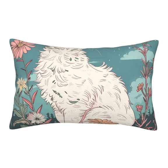 Rateoe Celestial Cat And Flowers Pattern Pillow Covers with Invisible Zipper(Pillows are not Included) Standard Pillowcases-14"x20"