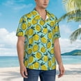 thumbnail image 6 of Uemuo Lemon Printed Regular Fit Short Sleeve Casual Hawaiian Shirt for Men,Aloha shirt,Tropical shirt,Floral print shirt,Vacation Beach shirt-Medium, 6 of 9