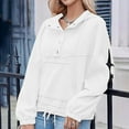 thumbnail image 5 of Mlzmgr Womens Hoodies V Neck Drawstring Pullover Fall Solid Color Loose Comfy Sweatshirts Blouse, 5 of 9