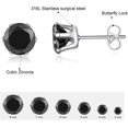 thumbnail image 2 of 6 Pairs Stud Earrings Set,Clear Cubic Zirconia 316L Stainless Steel Earrings for Women for Men 3-8mm, 2 of 4