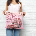 thumbnail image 4 of Valentine's Day Throw Pillow Cover Truck Full Of Rose Love Heart Branch Pink Cotton Linen Cushion Cover Throw Pillow Case with Invisible Zipper for Couch Sofa Bed Chair Car 18x18 Inch, 4 of 7