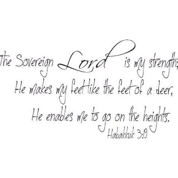 Habakkuk 3:19, Bible Verse Vinyl Wall Decal by Scripture Wall Art, 11"x22" Black, Christian