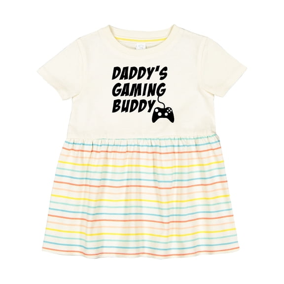 Inktastic Daddy's Gaming Buddy with Controller Girls Baby Dress