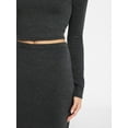 thumbnail image 3 of No Boundaries Long Sleeve Boat Neck Top and Midi Skirt Set, 2-Piece, Women’s XXS-XXL, 3 of 4