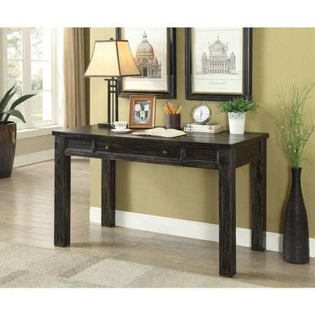 One Drawer Wooden Writing Desk With Block Legs Antique Black One Drawer Wooden Writing Desk With Block Legs Antique Black