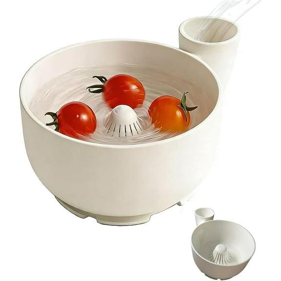 Food-Grade Vortex-Action Fruit Spinner - 3D-Printed Intelligent Rotating Washing Station, Heavy-Duty Hydro-Bowl for Delicate Berries & Small Produce