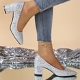 thumbnail image 5 of Sparkle Heels for Women High Heel Cute Heels Elegant Pointed Toe Stiletto Evening Dress with Sparkling Sequins for Wedding Party Prom Night and Formal Events 3 Inch Pumps Silver 7, 5 of 9