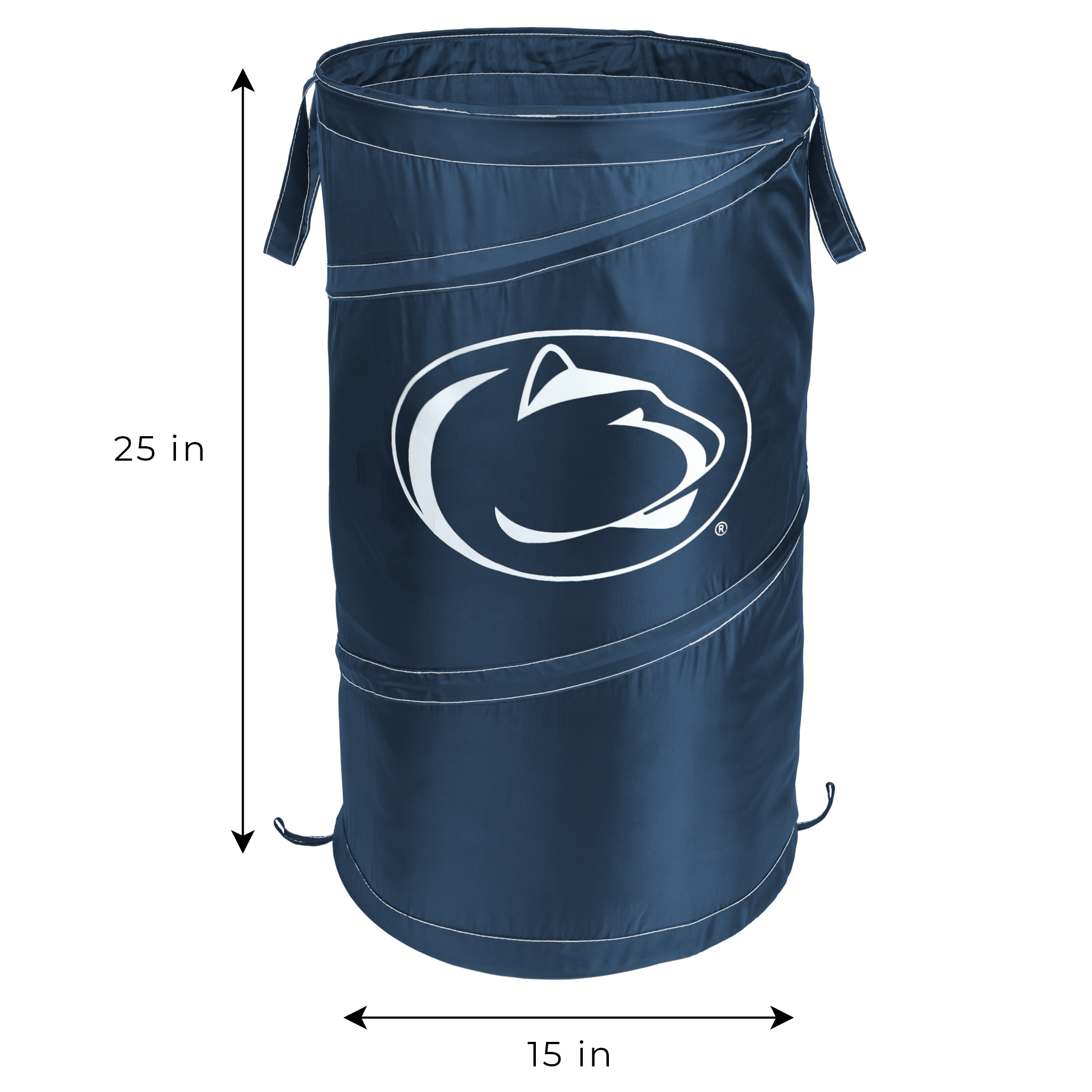 Smart Design Pop-up Spiral Laundry Hamper Bag - 15 x 25 inch - Pennsylvania State University -  White & Navy Blue - Nittany Lions