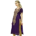 thumbnail image 4 of Bimba Women's Designer Embroidered Kurta Indian Long Kurti Tunic Blouse, 4 of 7