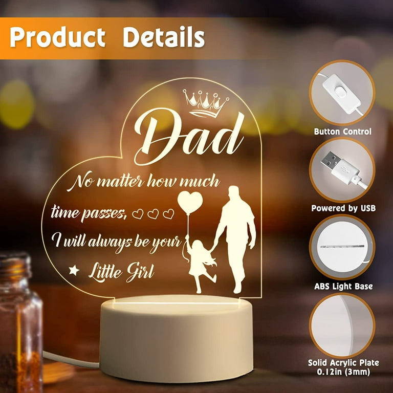 Personalized Acrylic Sleep Night Light - Dad Gifts from Daughter 