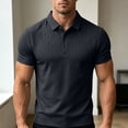 thumbnail image 4 of Dolkfu Button Shirts&nbsp;for Men Black Collared Refreshing Short Sleeve Polos Geometric Business Casual Modern Tops Black,L, 4 of 6
