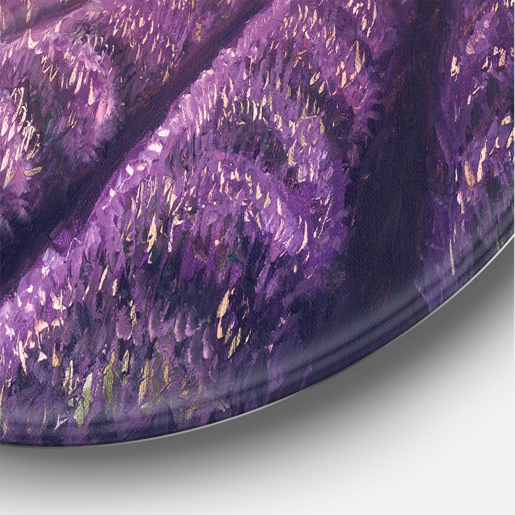 Designart 'Lavender Fields During Sunrise' Modern Circle Metal Wall Art 36x36 - Disc of 36