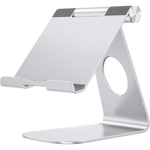 Tablet Stand, Adjustable Dock for iPad Pro 2022, iPad Pro 11, 12.9, iPad Air 3 4 5, iPad Mini 4 5 6, Samsung Tab, Switch, Tablets up to 12.9 Inch, Aluminum iPad Stand, Silver