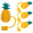 thumbnail image 4 of Raindrops 4PCS Reusable Silicone Straw Caps for Tumblers, Orange Pineapple Shape Covers for Cups, 4 of 8