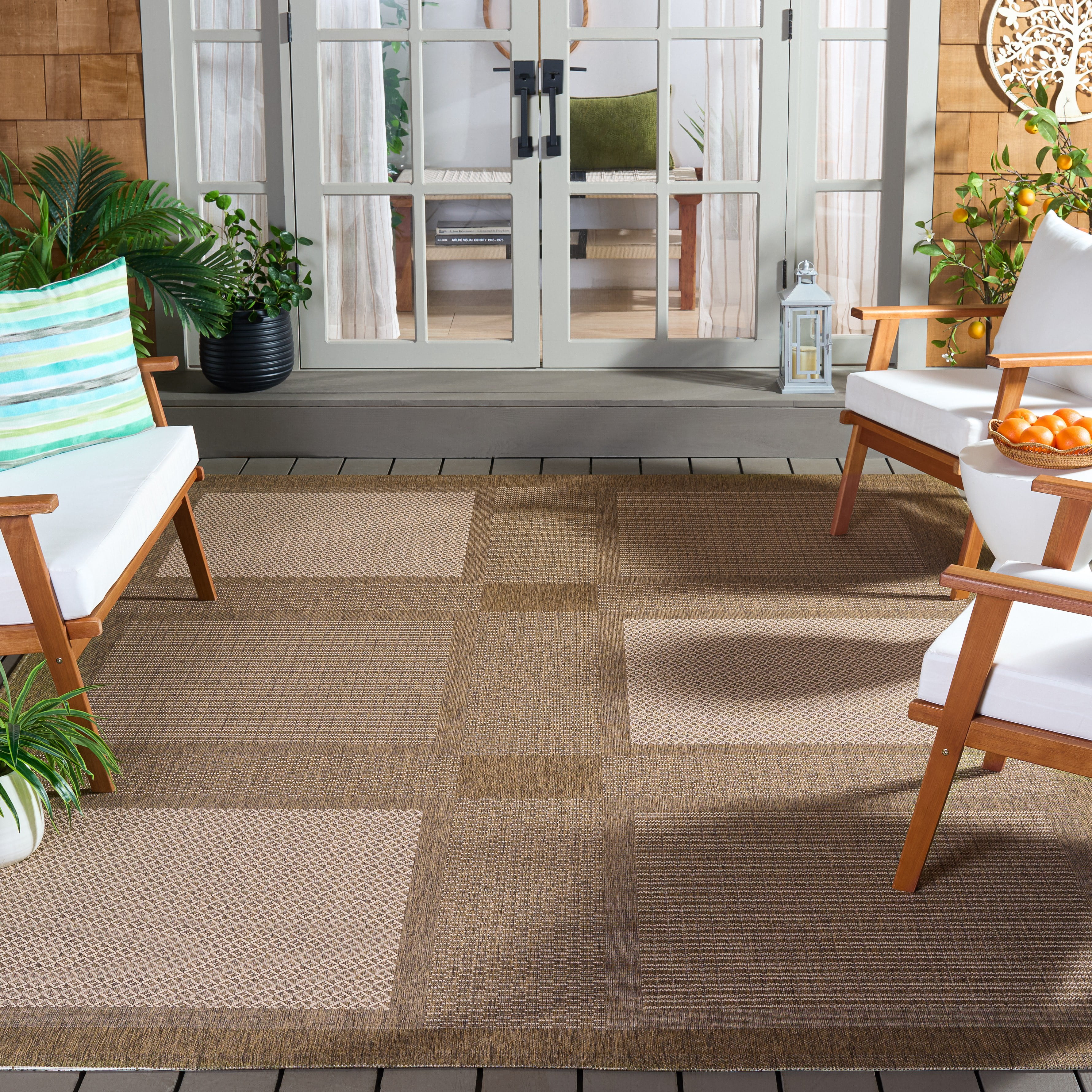 Safavieh Courtyard Eileen Geometric Indoor/Outdoor Area Rug, Brown/Natural, 8' x 11'