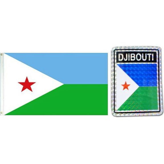 Wholesale Combo Set Djibouti Country 3x5 3’x5’ Flag and 3"x4" Decal