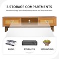 Dextrus 58 Inch Rattan TV Stand Entertainment Center, Boho Wood TV