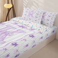 thumbnail image 3 of Manfei Romantic Sweet Bowknot Letter K Zipper Twin Comforter Sets with Fitted Sheet and 2 Pillowcases,Dreamy Purple Initial Bow Zipper Bedding Set for Girls,4-Piece,Reversible, 3 of 6