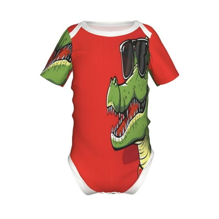 

Yiaed Cool Crocodile With Sunglasses Print Infant Climbing Short Sleeve Onesie One-Piece Baby Bodysuit Clothes 0-12 Months -12 Months