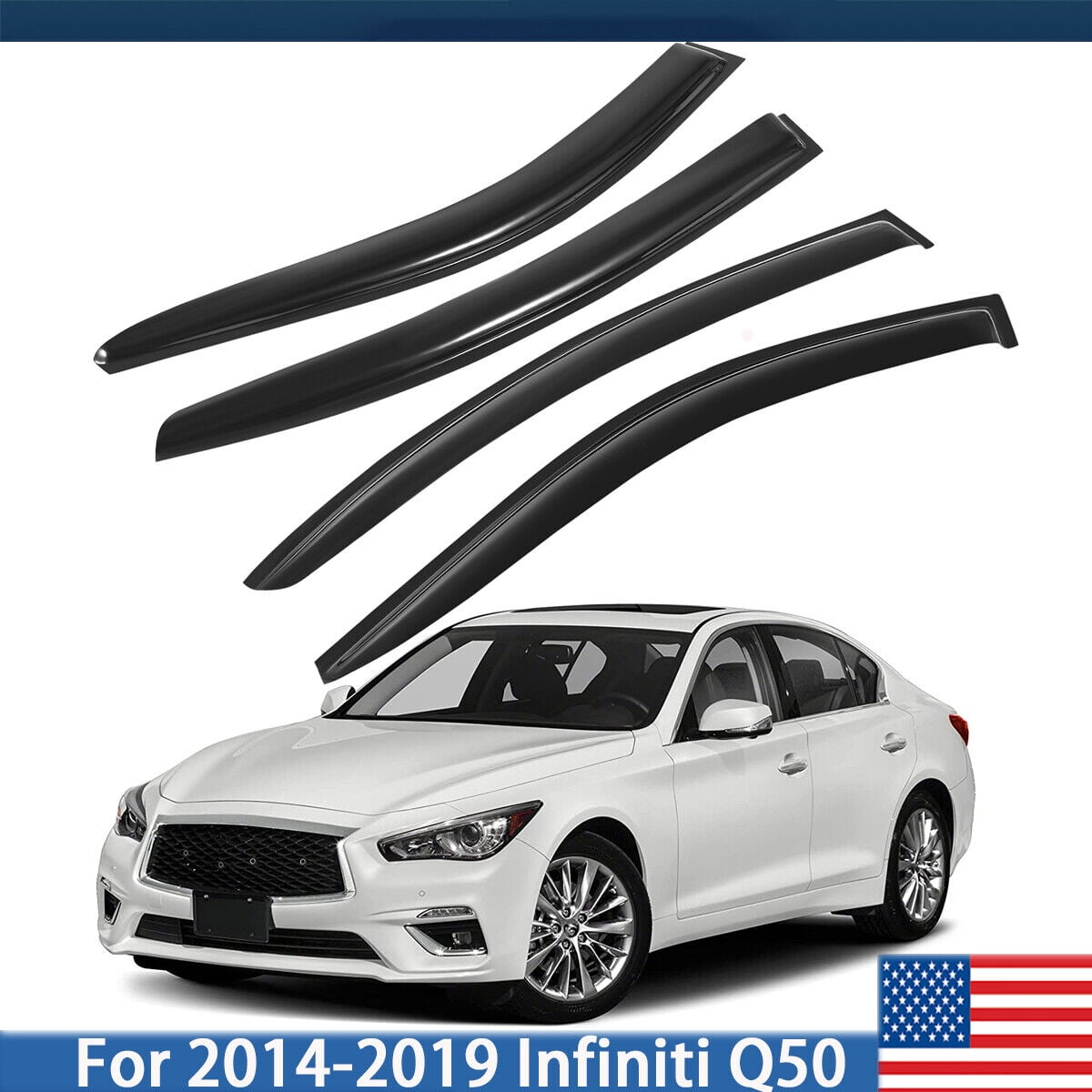 For 14 19 Infiniti Q50 JDM Wavy Mugen Style 4Pcs Tinted Window Visor Guard Vent Walmart