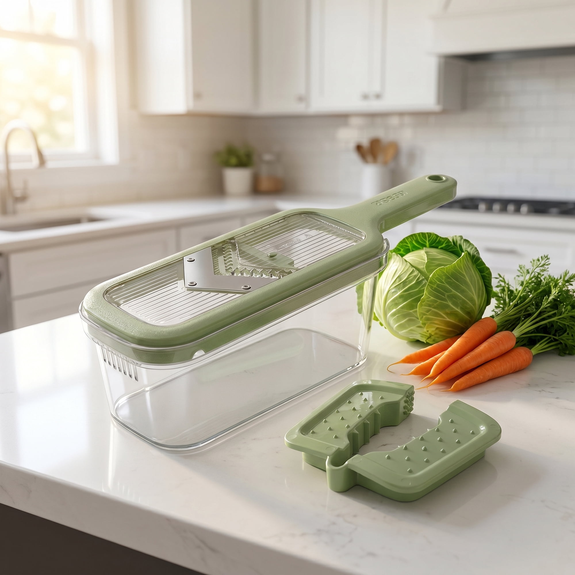 Unique Bargains Versatile 3-in-1 Vegetable Slicer and Chopper for Home Green B 13.2"x4.3"