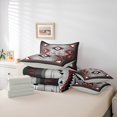 thumbnail image 5 of Homewish Vintage Western Aztec Bedding Comforter Set 7pcs for Adult, Grey Red Square Triangle Queen Bedding Sets, Mandala Style Reversible Queen Sheet Sets, Microfiber Bedroom Decor, 5 of 7