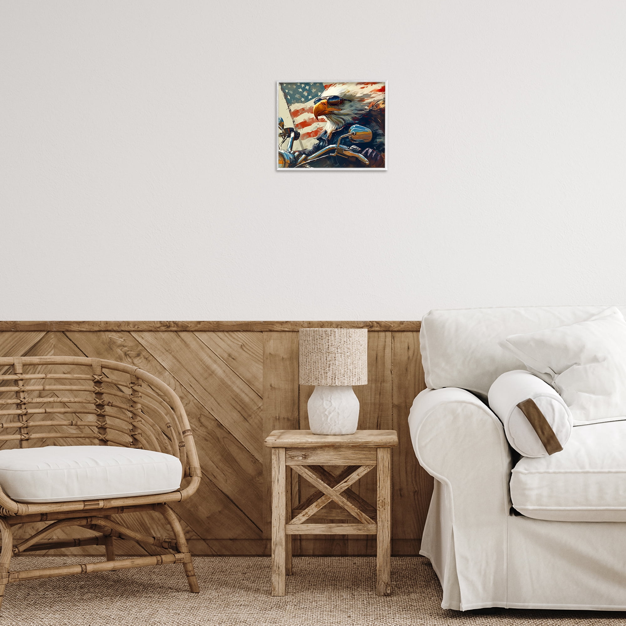 Stupell Industries Patriotic Bald Eagle Animals & Insects Painting White Framed Art Print Wall Art, 14 x 11