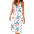 thumbnail image 2 of SMihono Robe Maxi Bohème d'Été pour Femmes Grande Taille Mode Féminine Col Rond Sans Manches Robe Imprimée de Plage, 2 of 6