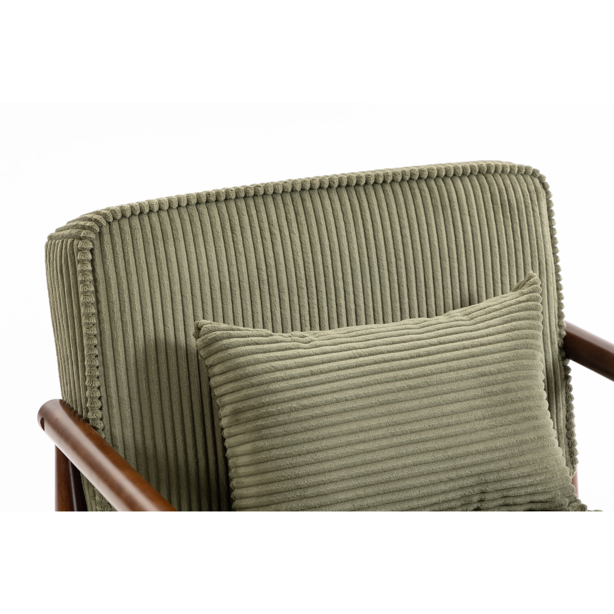 Leumius Storage Chair, Mid Century Modern Accent Chair with Solid Wood Frame, Upholstered Living Room Chairs with Waist Cushion, Reading Armchair for Bedroom Sunroom Green